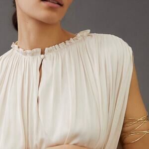 NWT Anthropologie Current Air Pleated Blouse - Ivory/Cream - Size XS